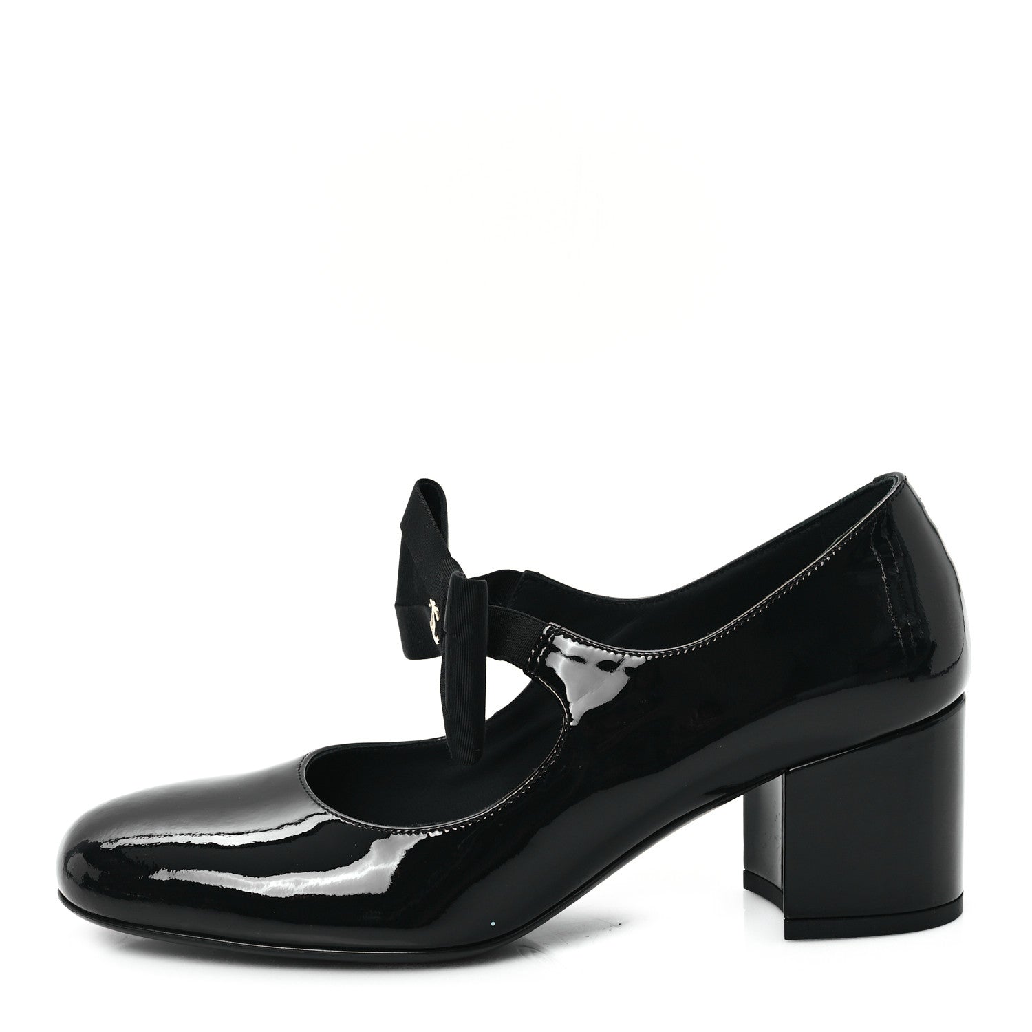 Chanel Patent Calfskin Grosgrain CC Mary Jane Pumps 38.5 Black 1 of 10