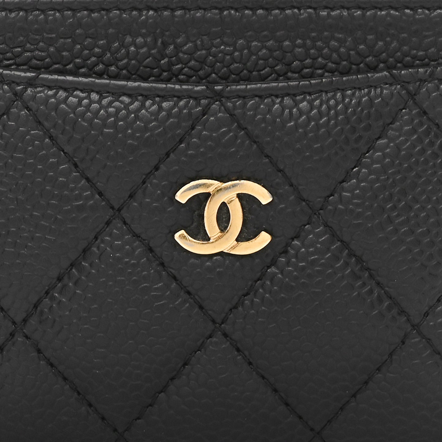 Caviar Quilted Card Holder Black