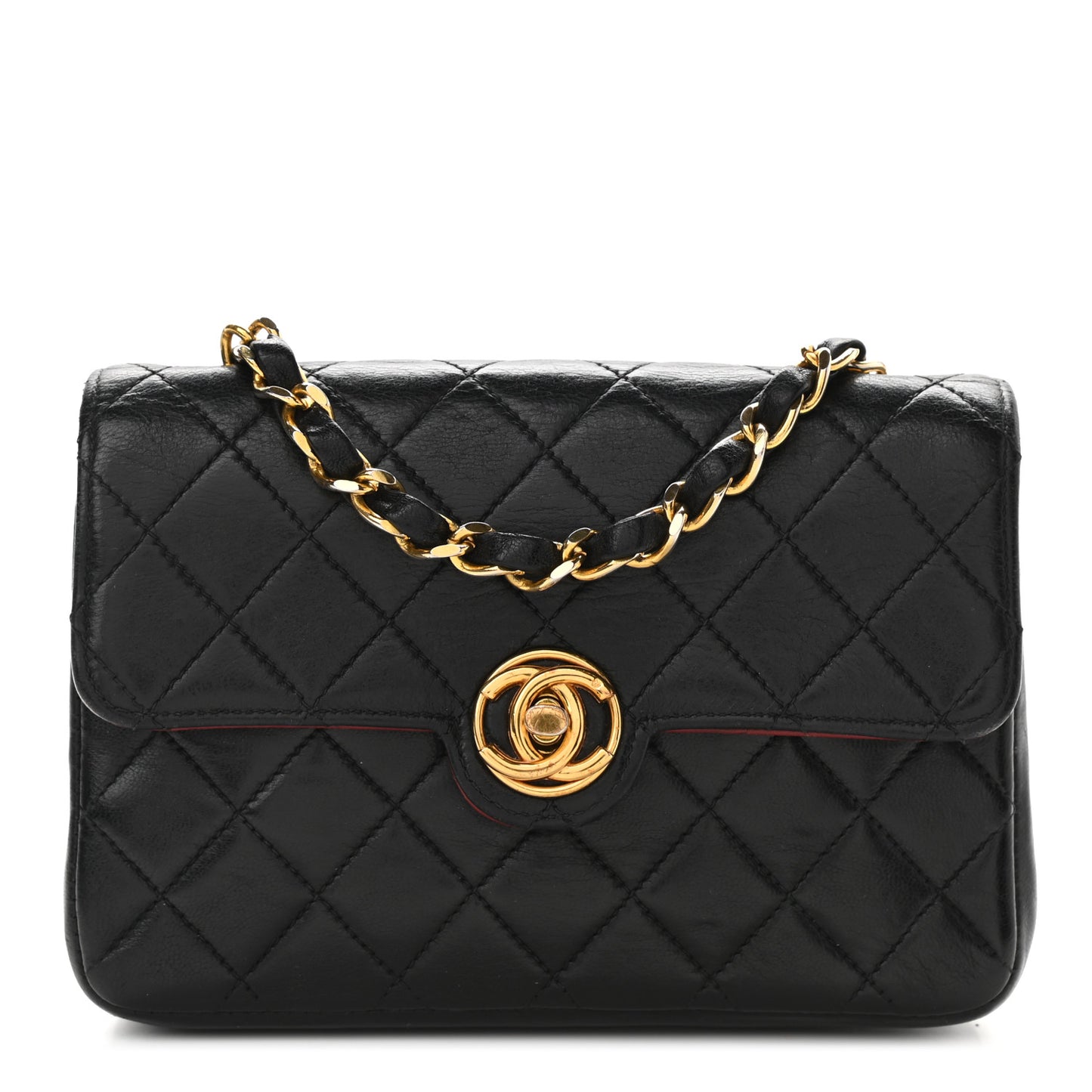 Lambskin Quilted Small Single Flap Black