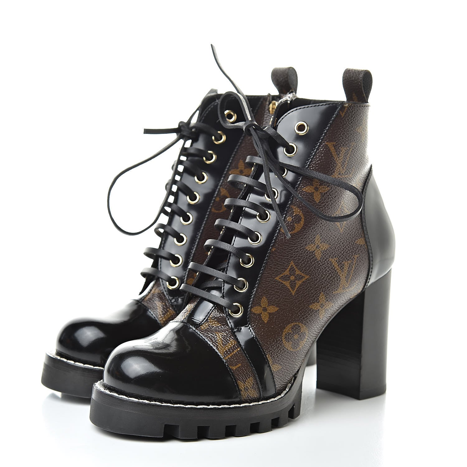 Louis Vuitton Patent Calfskin Monogram Star Trail Ankle Boots 39 Black 3 of 10
