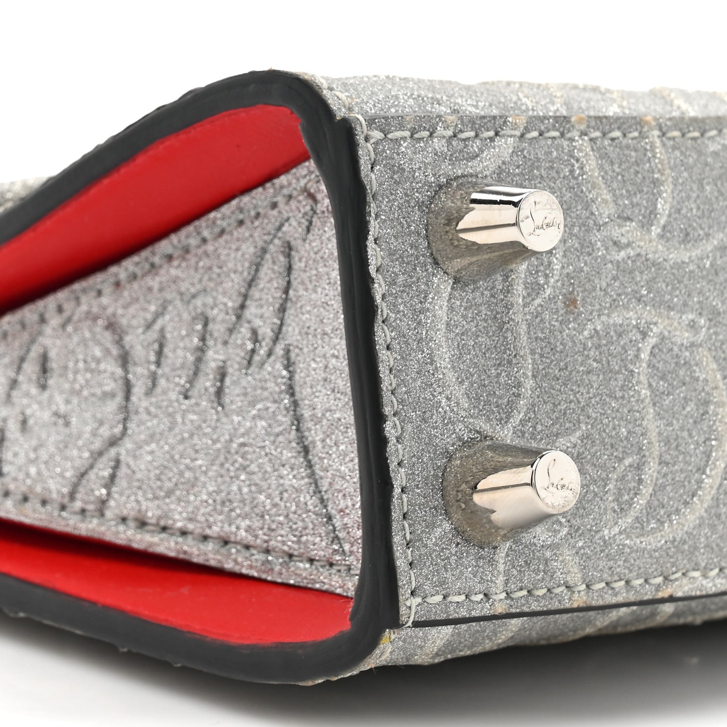 Glitter Calfskin Paloma Mini Empire Tote Silver