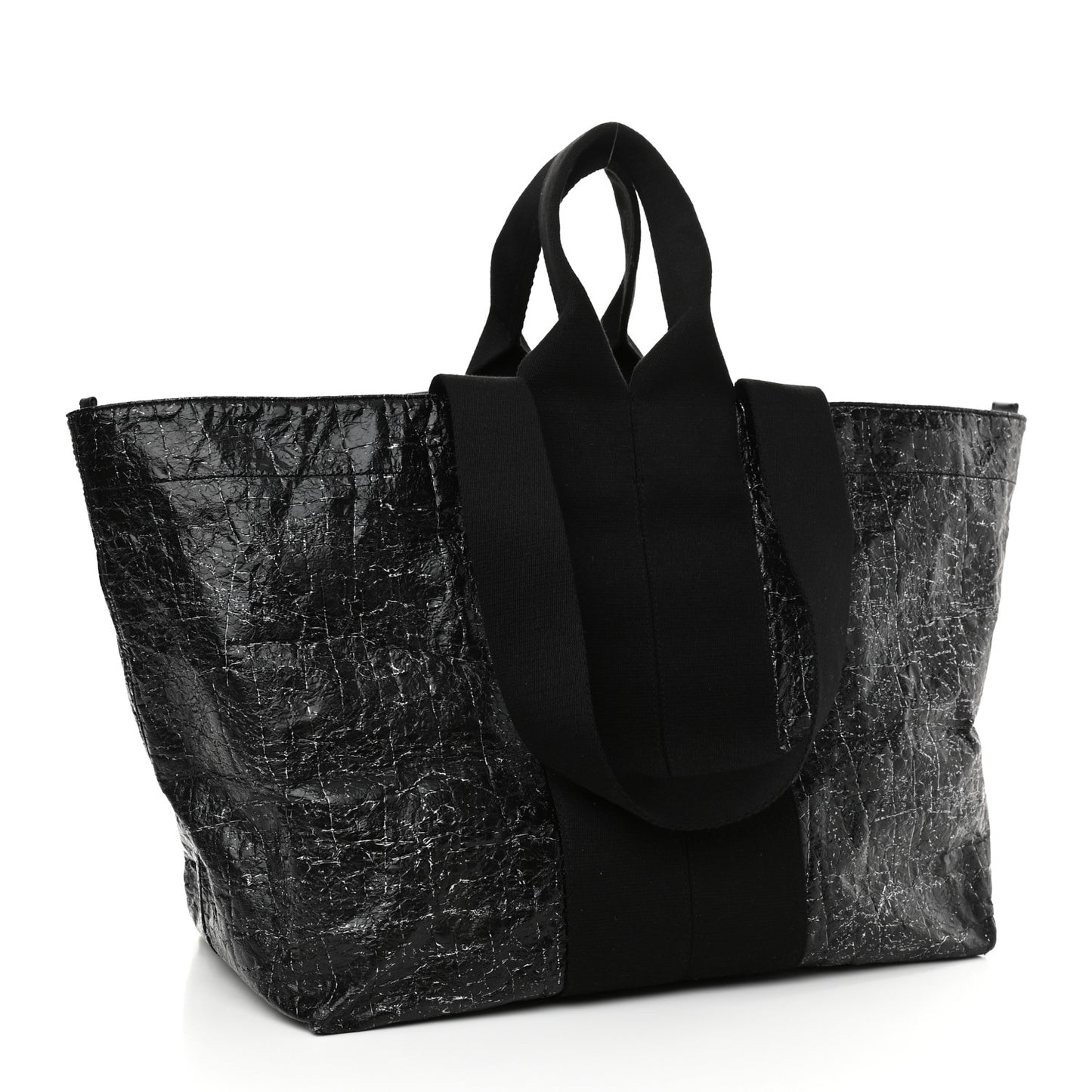 Crackled Coated Canvas Extra Large AW Logo Tote Black