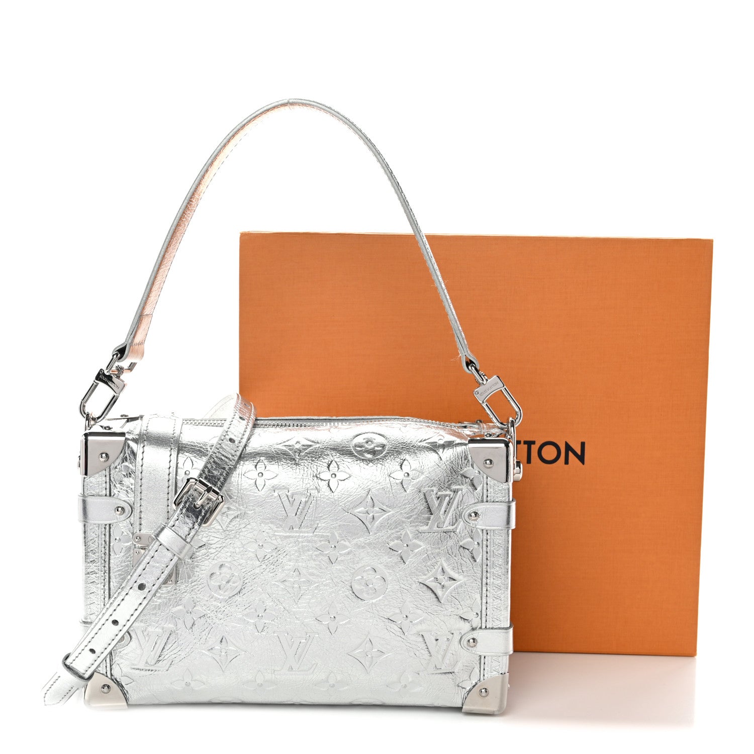 Louis Vuitton Calfskin Monogram Miroir LV Ski Side Trunk MM Silver
