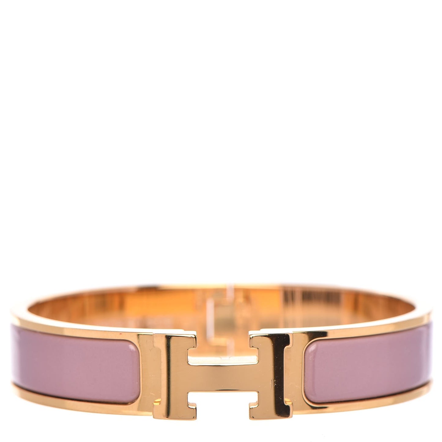 Enamel Narrow Clic Clac H Bracelet PM Bois De Rose