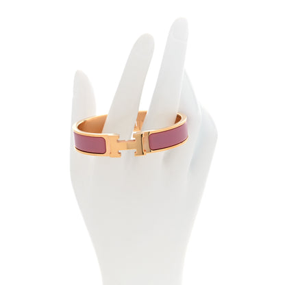 Hermes Enamel Narrow Clic Clac H Bracelet PM Rose Velours 2 of 5