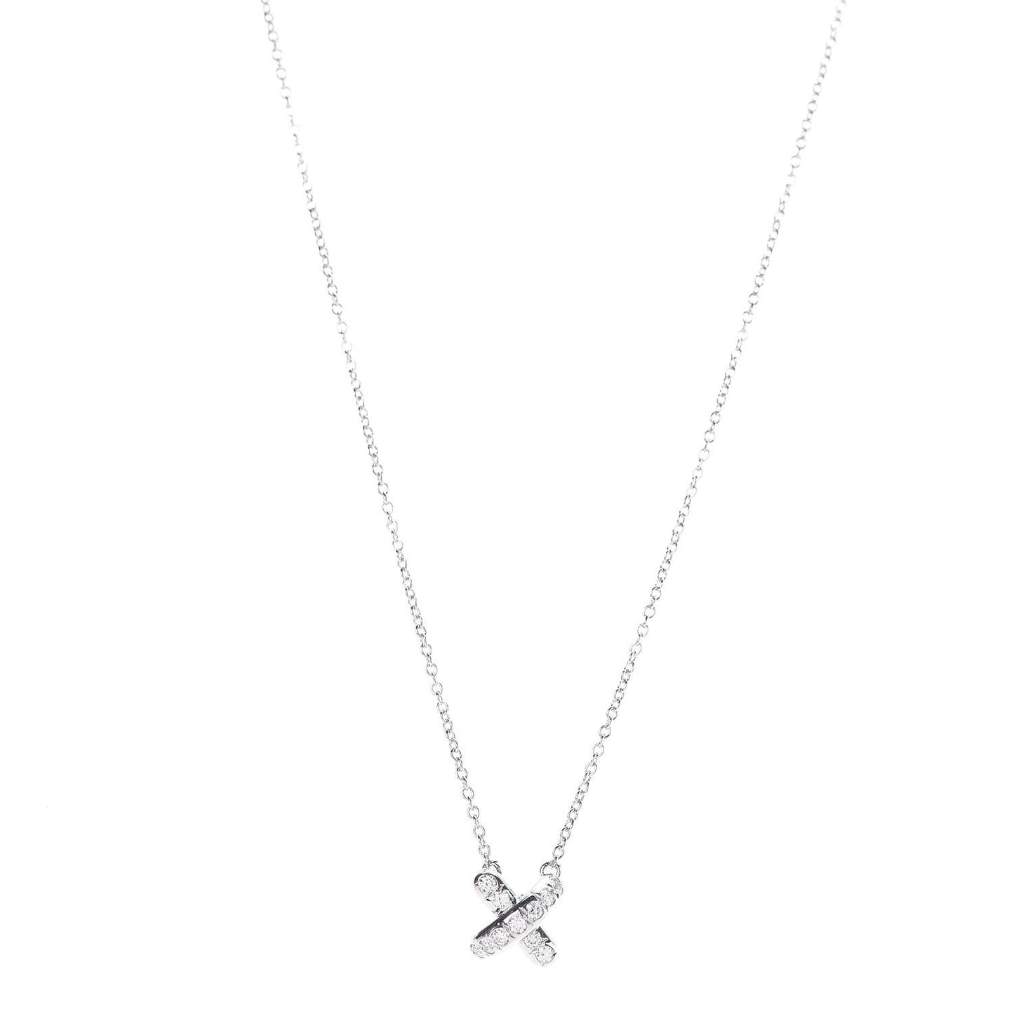 Platinum Diamond Cross Stitch Pendant Necklace
