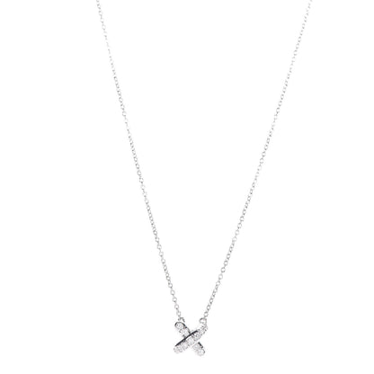 Tiffany Platinum Diamond Cross Stitch Pendant Necklace 1 of 5