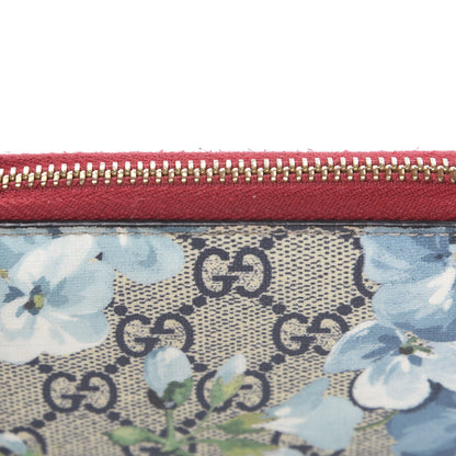 Gucci GG Supreme Monogram Blooms Zip Around Card Case Wallet Beige Blue Navy Hibiscus Red 6 of 8