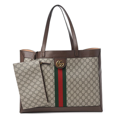 Gucci GG Supreme Monogram Web Large Ophidia Tote Brown 1 of 17