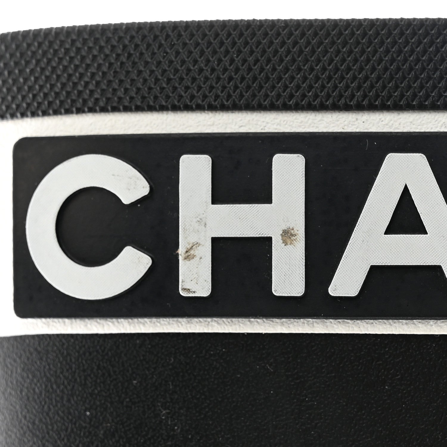 Chanel Rubber Logo Rain Boots 35 Black White 10 of 12