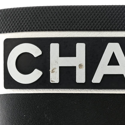 Chanel Rubber Logo Rain Boots 35 Black White 10 of 12