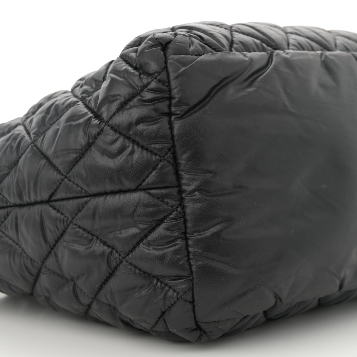 Nylon Quilted Small Coco Cocoon Tote Black