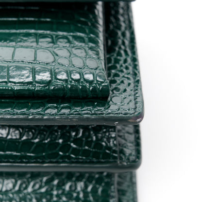 Saint Laurent Calfskin Crocodile Embossed Medium Monogram Sunset Dark Mint 11 of 12