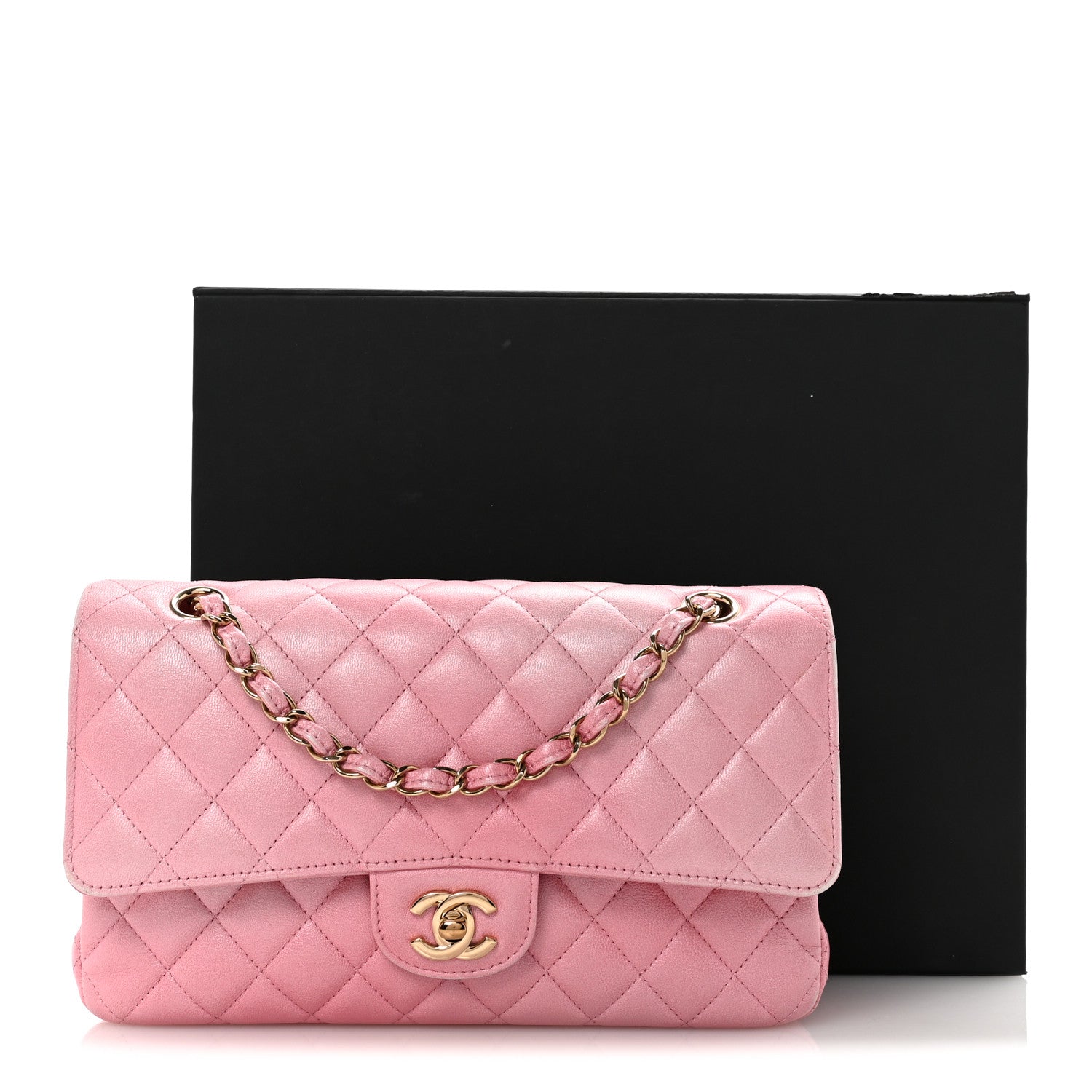 Chanel Cloudy Pearly Goatskin Quilted Medium Double Flap Pink