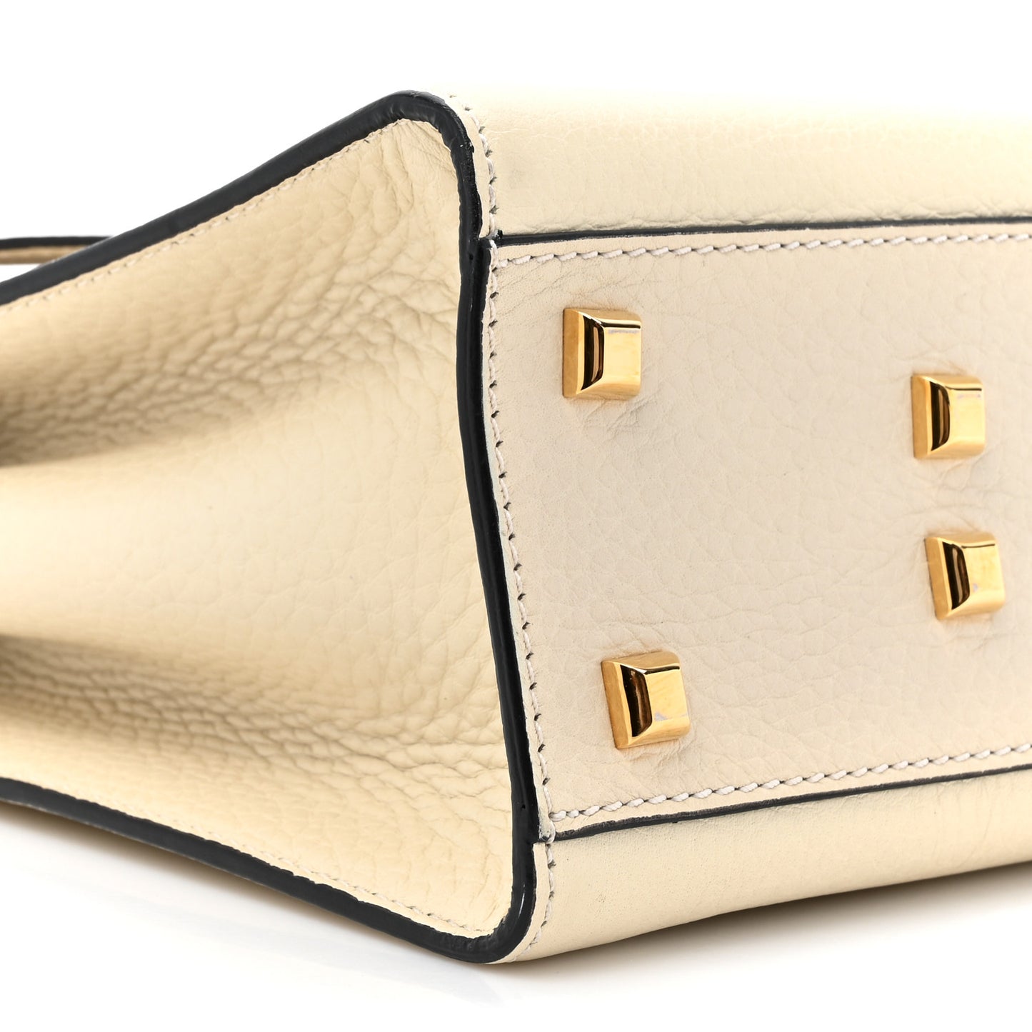 VALENTINO GARAVANI Grained Calfskin Medium My Rockstud Frame Bag Light Ivory