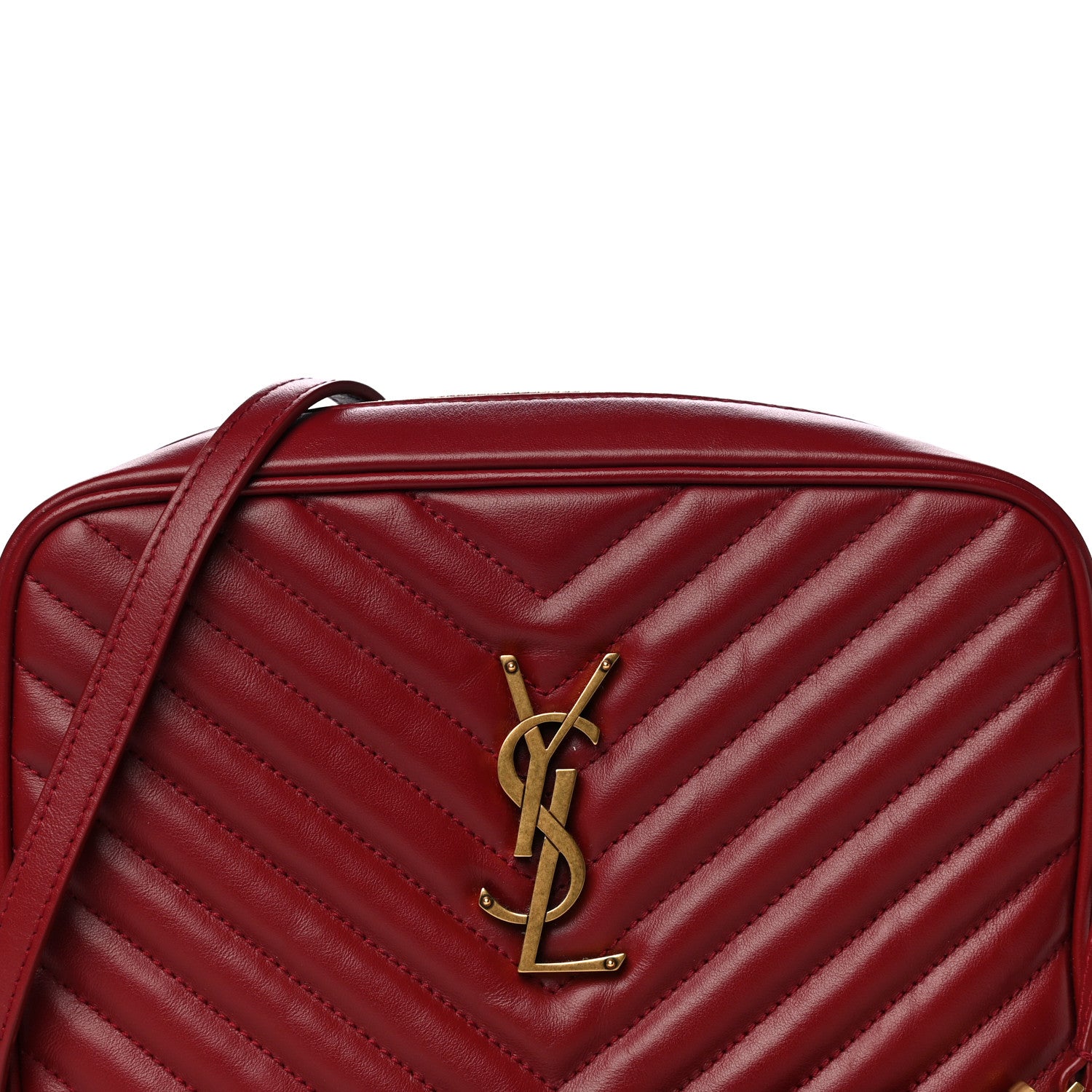 Saint Laurent Calfskin Matelasse Monogram Lou Camera Bag Red 8 of 10