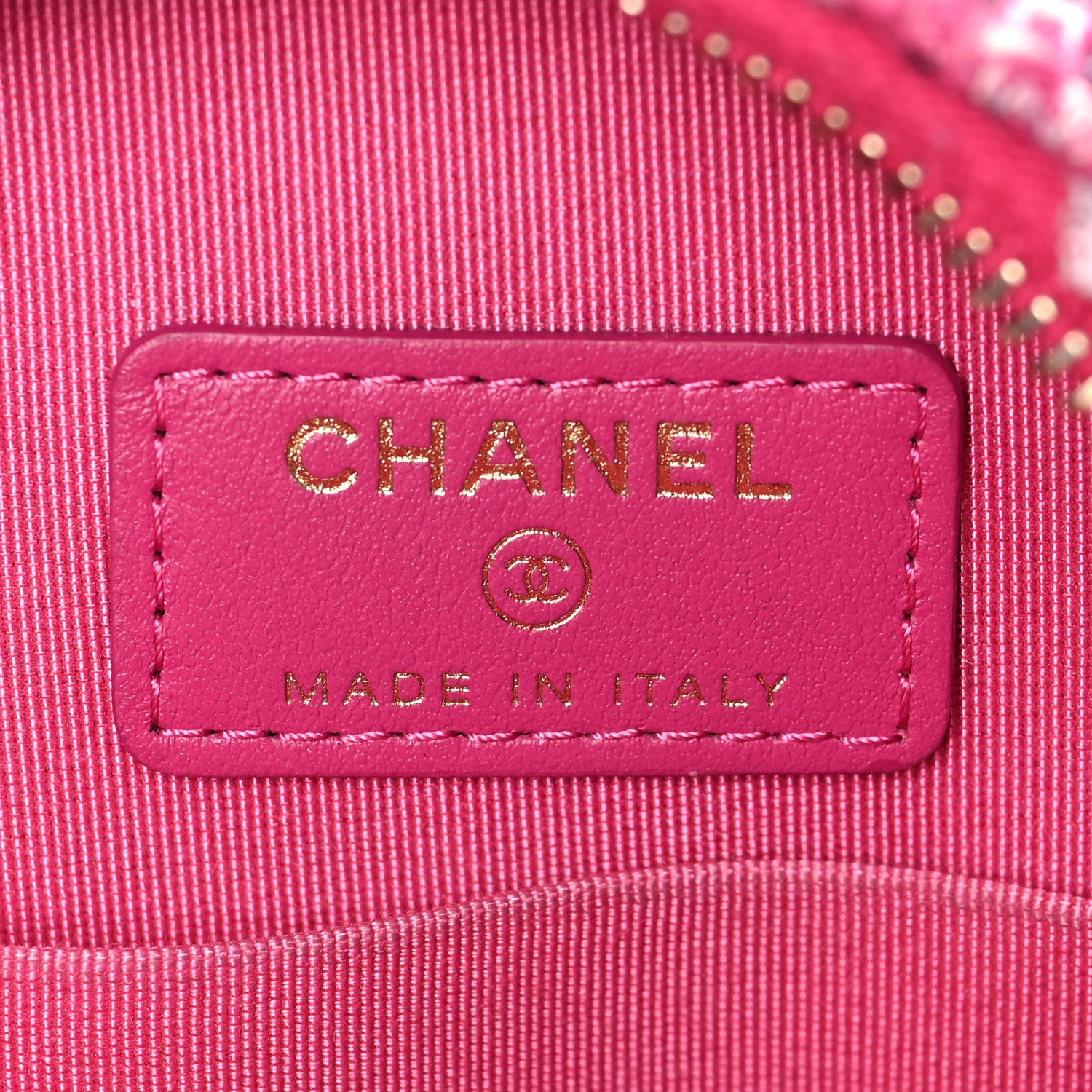 Chanel Tweed Quilted Round Clutch With Chain Pink 5 of 8