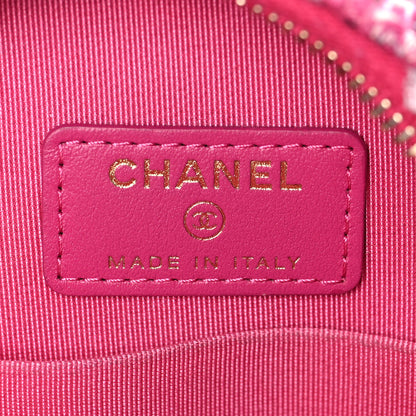 Chanel Tweed Quilted Round Clutch With Chain Pink 5 of 8