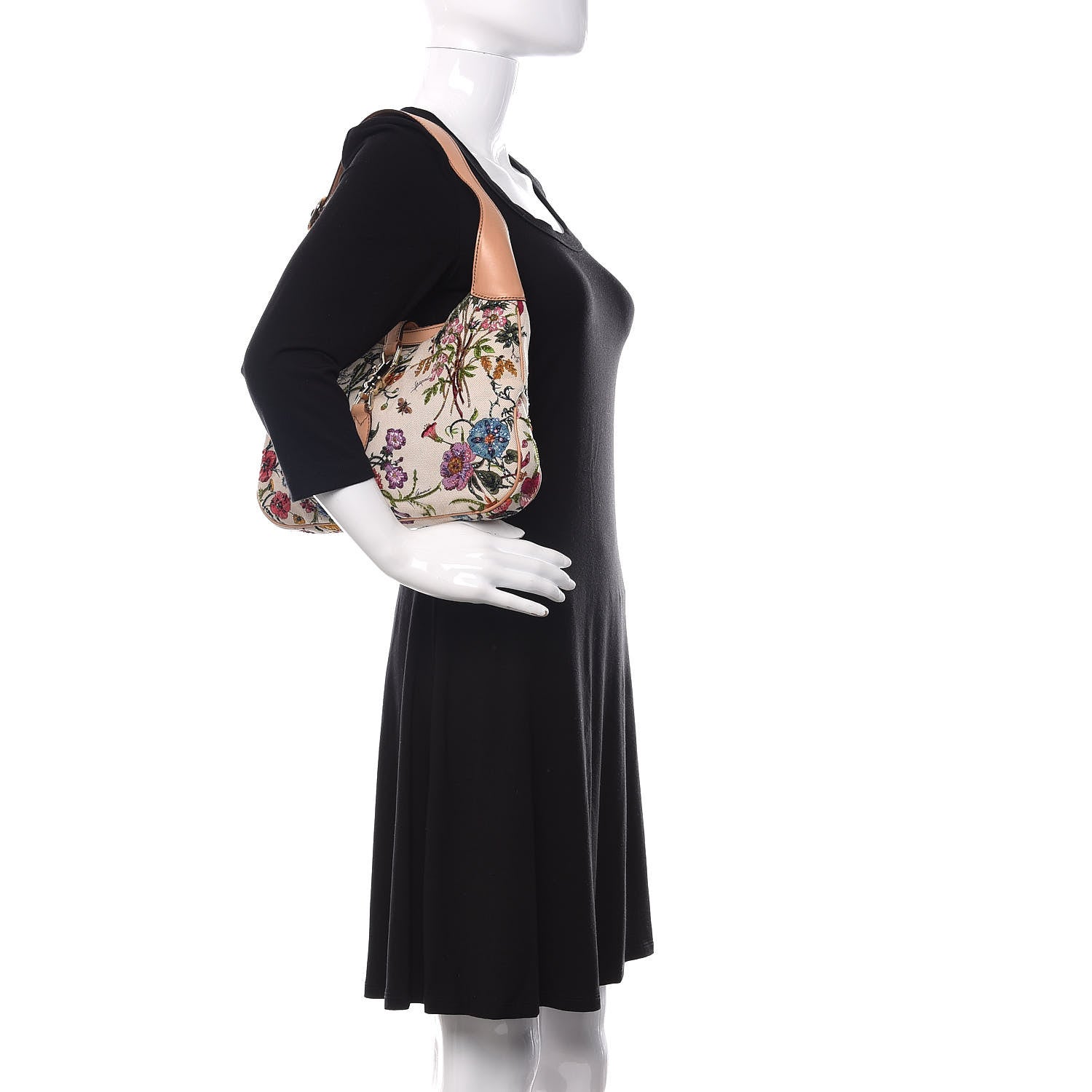 Gucci Canvas Beaded Floral Flora Small Jackie O Hobo White 2 of 11