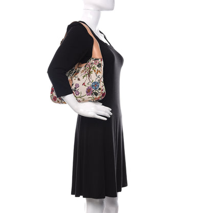 Gucci Canvas Beaded Floral Flora Small Jackie O Hobo White 2 of 11