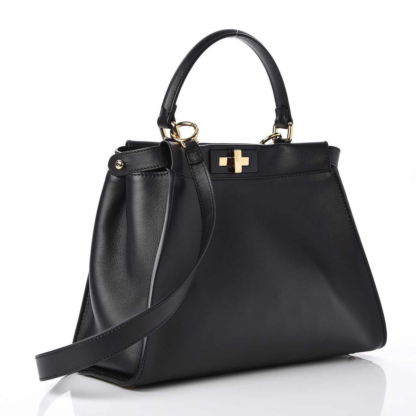 Vitello Seta Shiny Nappa Medium Peekaboo Iconic Satchel Black