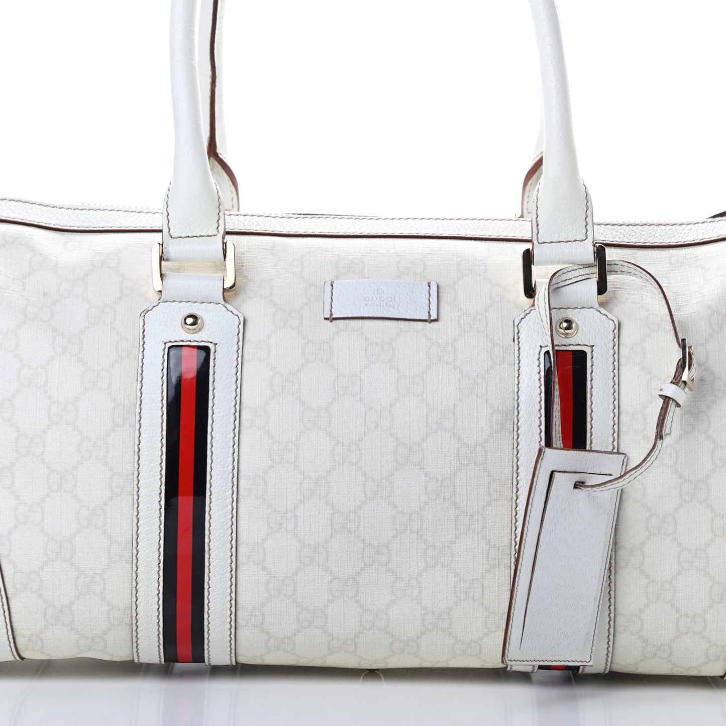 GG Plus Monogram Web Large Carry On Duffle Bag White