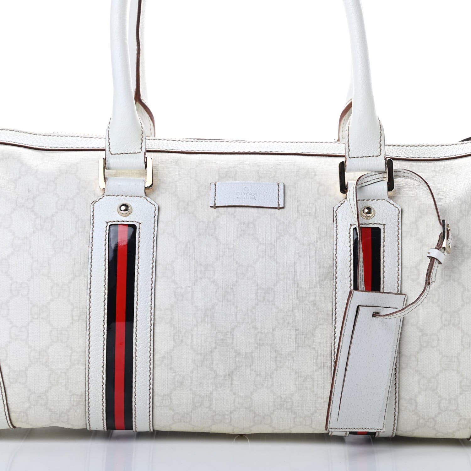 Gucci GG Plus Monogram Web Large Carry On Duffle Bag White 8 of 18