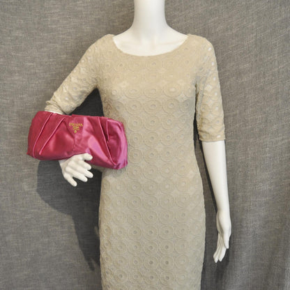 Prada Satin Framed Evening Bag Pink 2 of 9