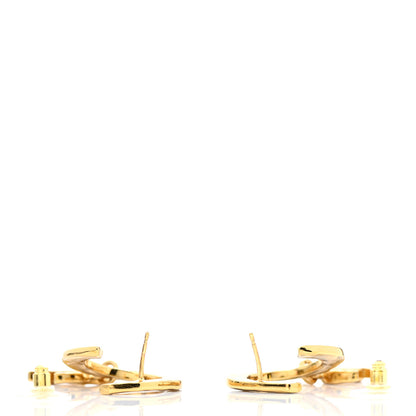 Chanel Metal Textured Hoop Drop CC Earrings Gold 3 of 5