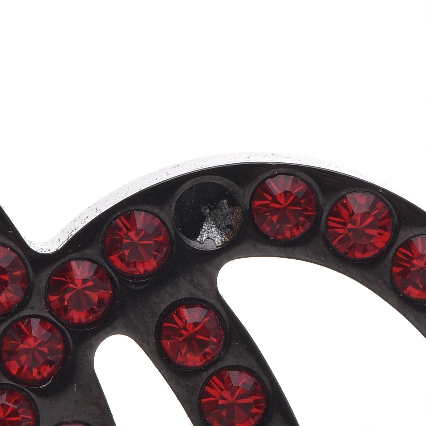 Crystal CC Single Clip On Earring Red