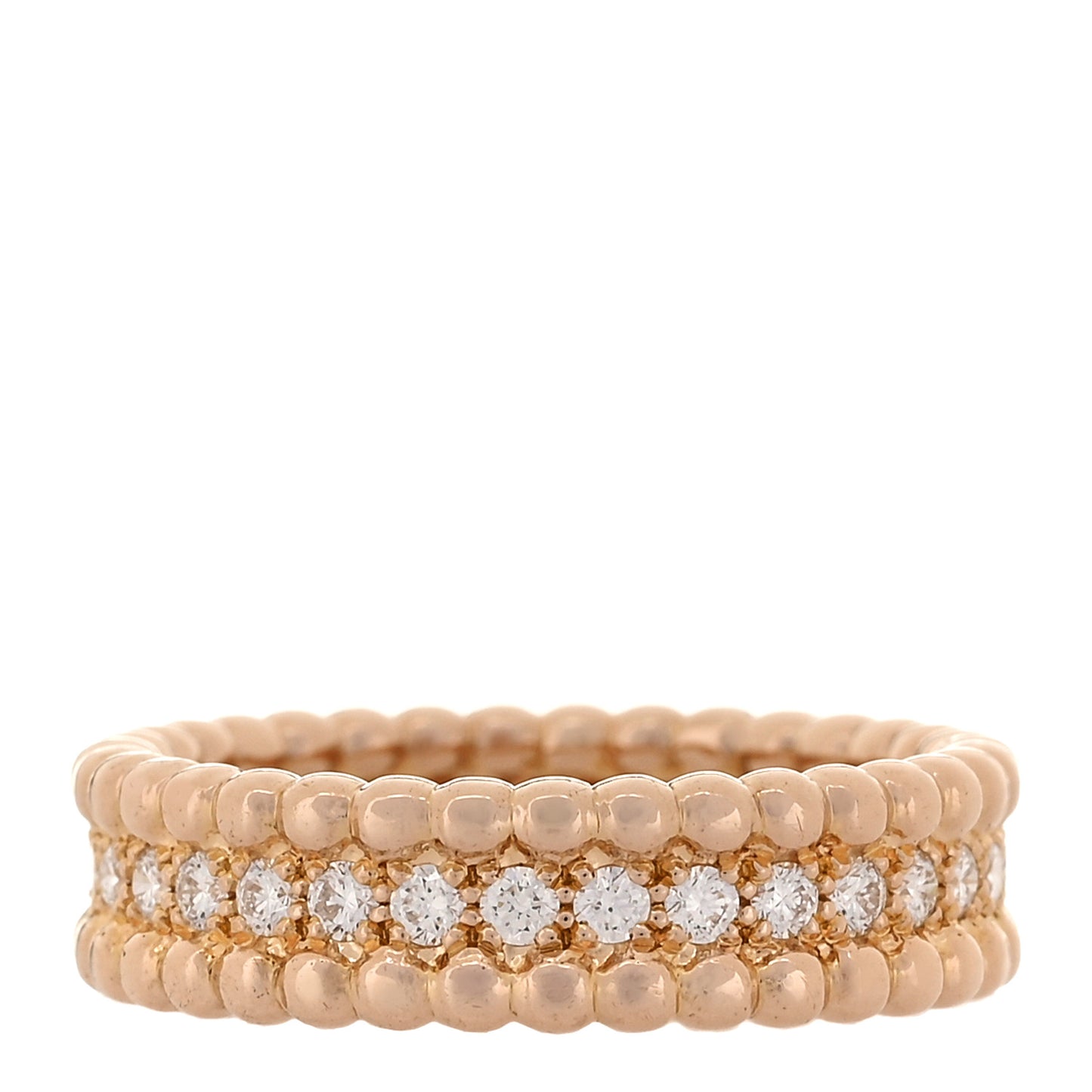 18K Rose Gold Diamond Perlee 1 Row Ring 50 5.25