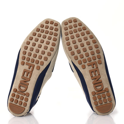 Fendi Fabric Jacquard FF Pequin Loafers 38 Bei Midnight 6 of 10