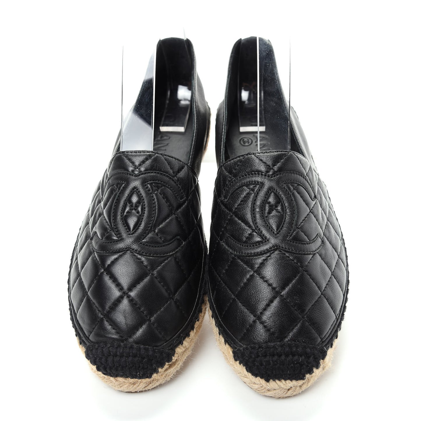 Lambskin Quilted CC Espadrilles 38 Black