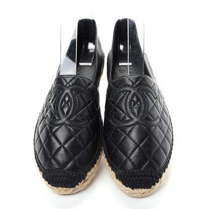 Chanel Lambskin Quilted CC Espadrilles 38 Black 5 of 10