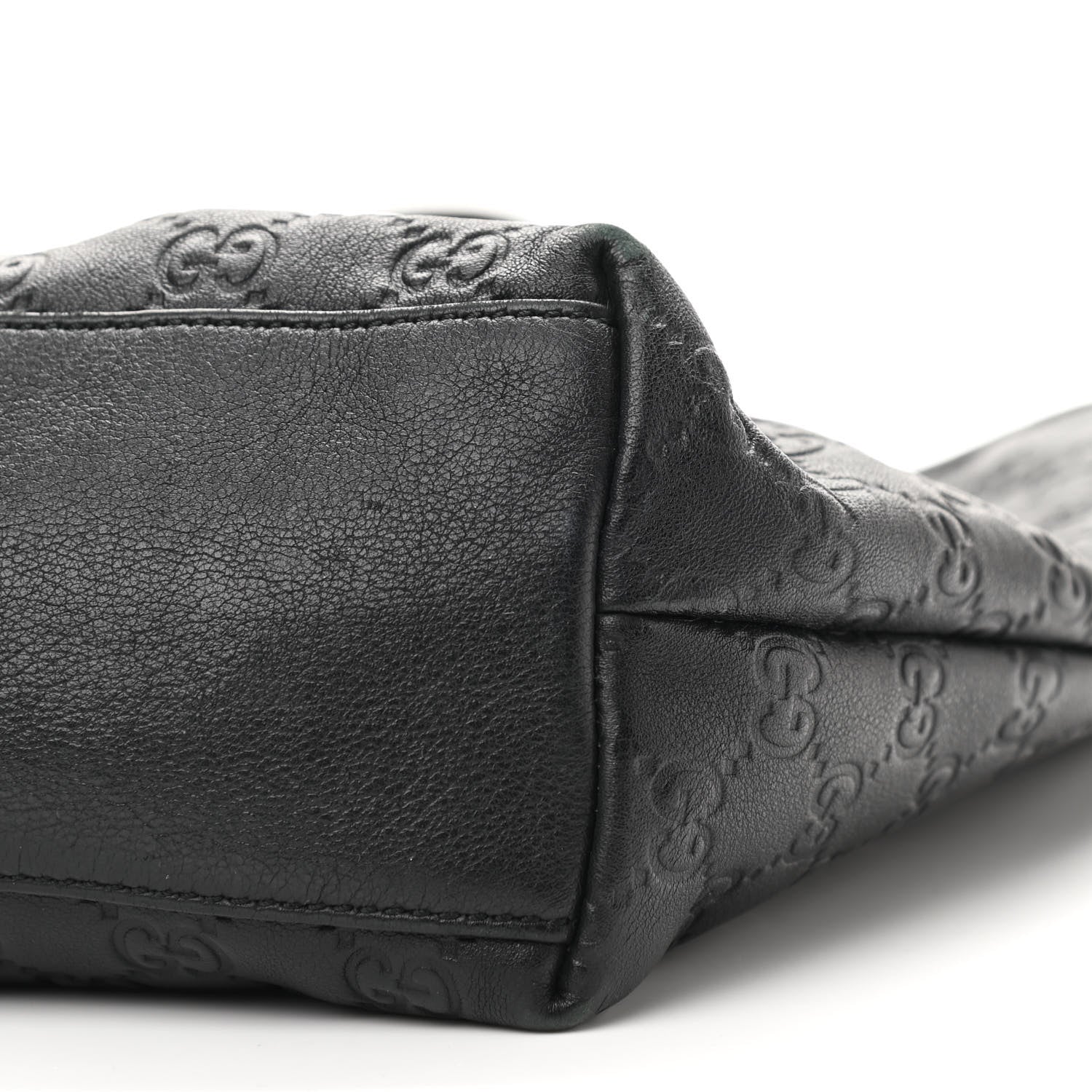 Gucci Guccissima Medium Zippered Shopping Tote Black 9 of 12