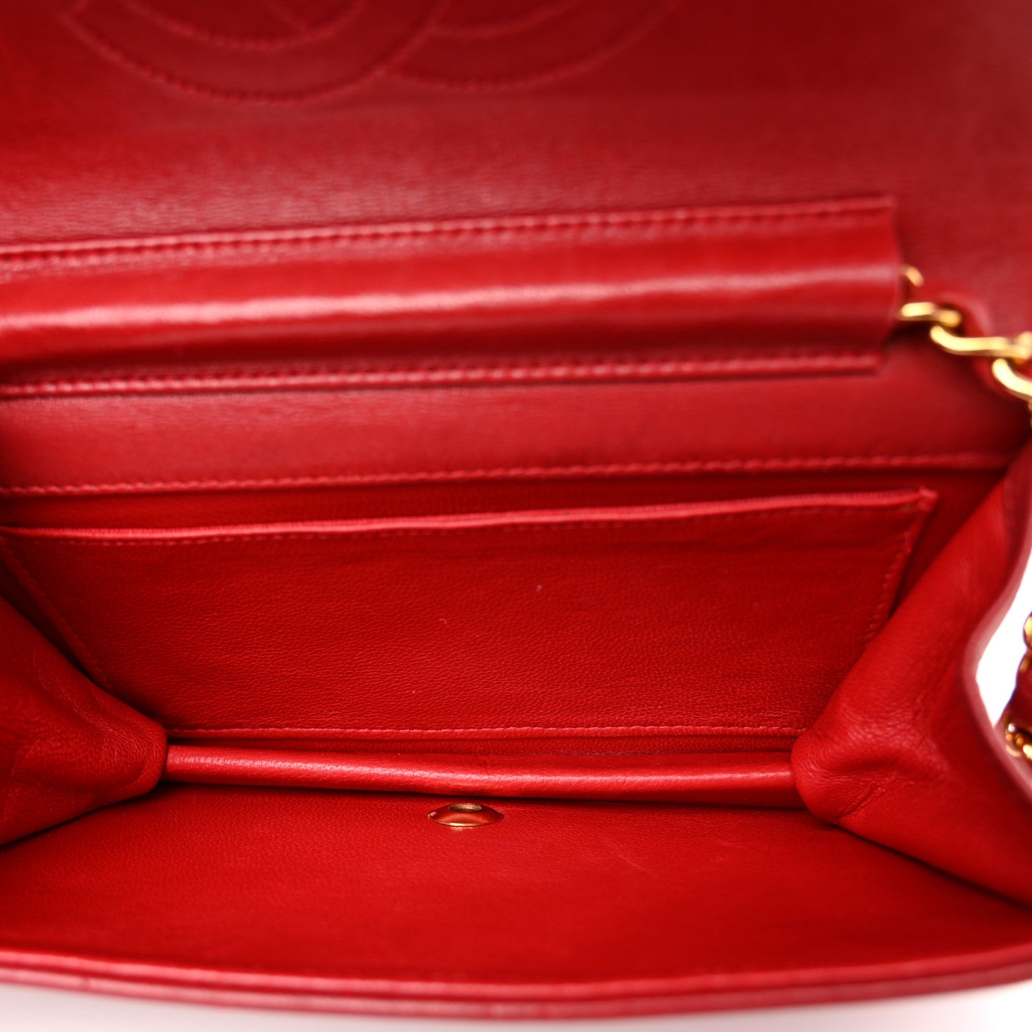 Chanel Lambskin Quilted Wallet On Chain WOC Red 5 of 13