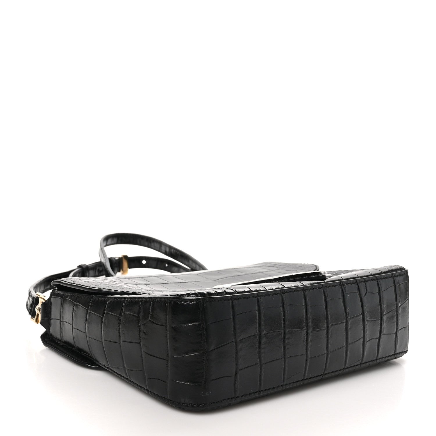 Givenchy Calfskin Crocodile Embossed Small Nobile Shoulder Bag Black 4 of 9