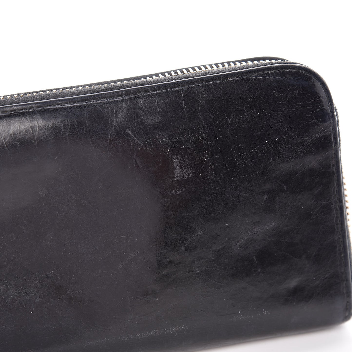Vitello Shine Bow Zip Around Wallet Black