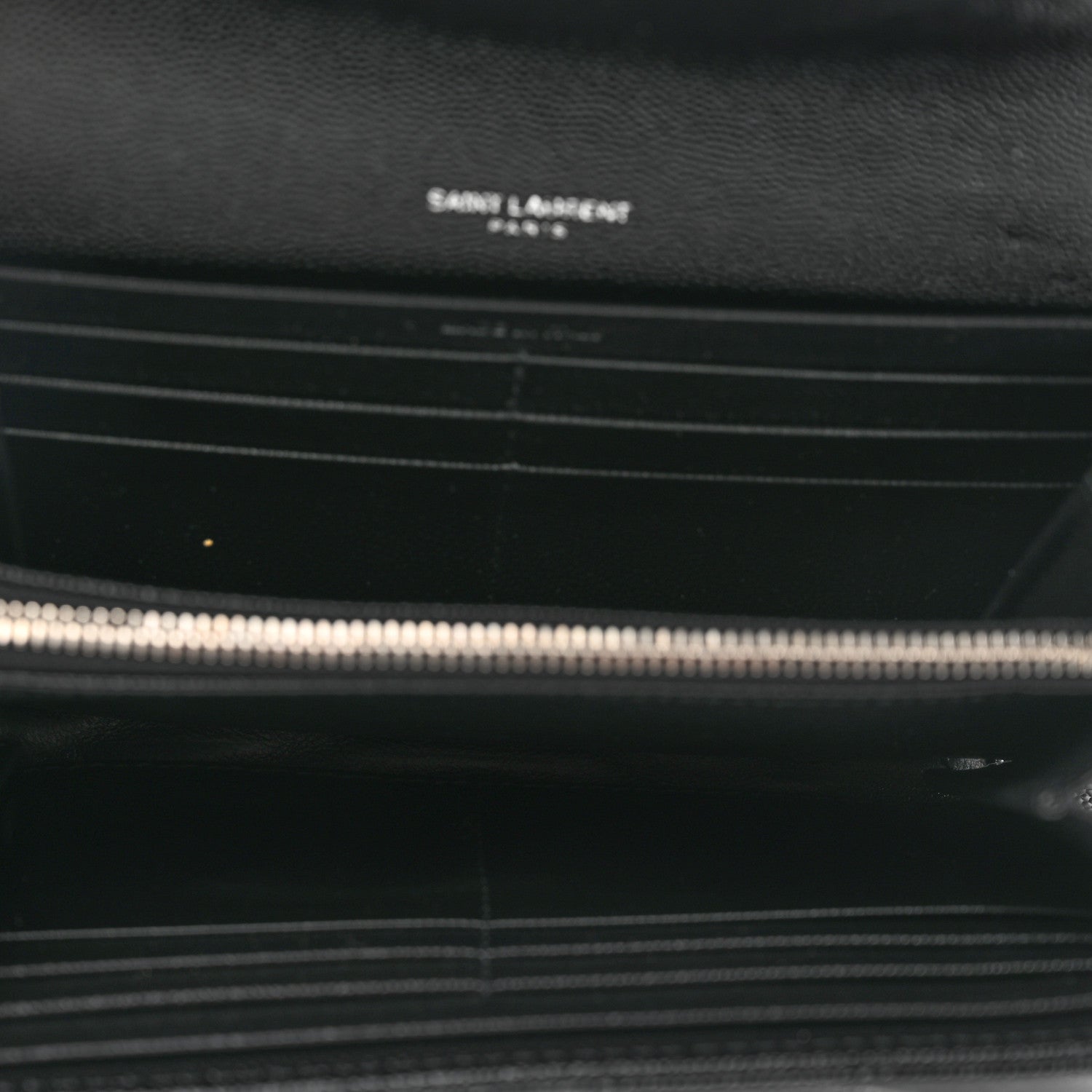 Saint Laurent Grain De Poudre Matelasse Chevron Monogram Flap Wallet Black 5 of 7