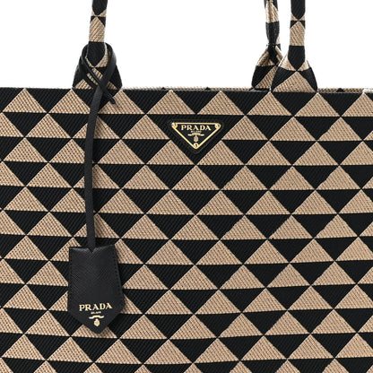 Prada Jacquard Saffiano Triangolo Symbole Embroidered Large Tote Black Corda 7 of 10