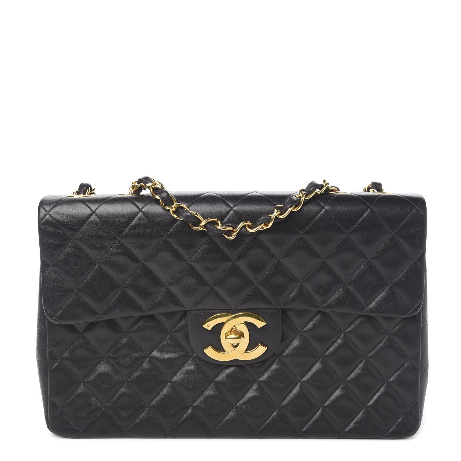 Chanel Lambskin Quilted XL Jumbo Single Flap Black 1 of 11
