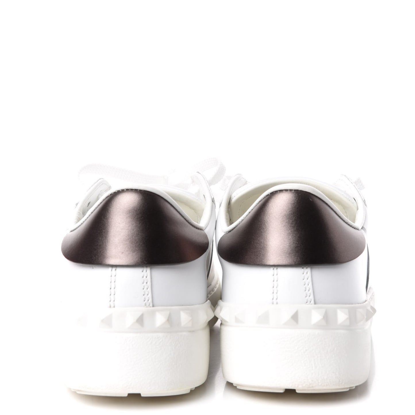 Calfskin VLTN Rockstud Open Sneakers 36.5 White
