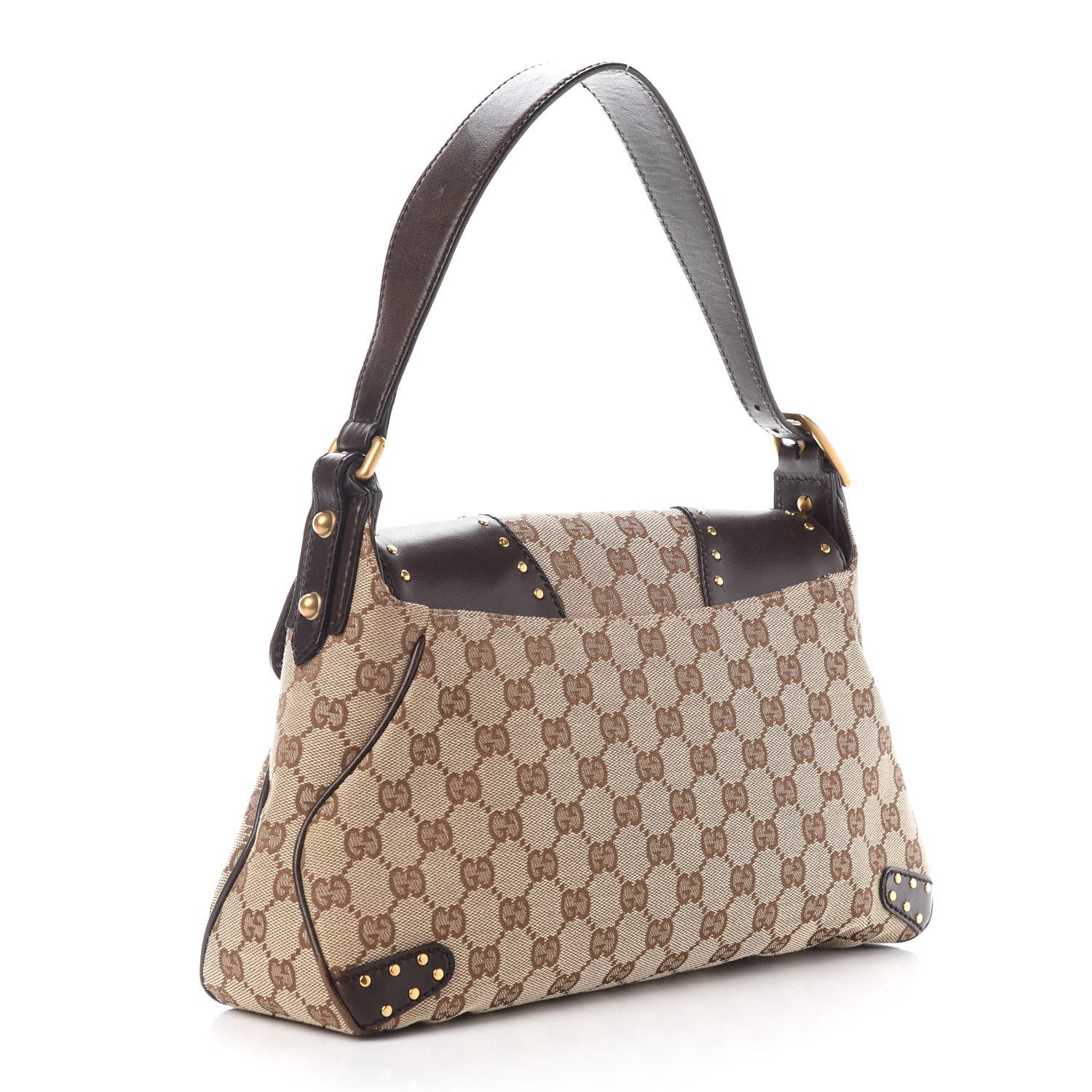 Gucci Monogram Horsebit Chain Studded Flap Brown 3 of 11