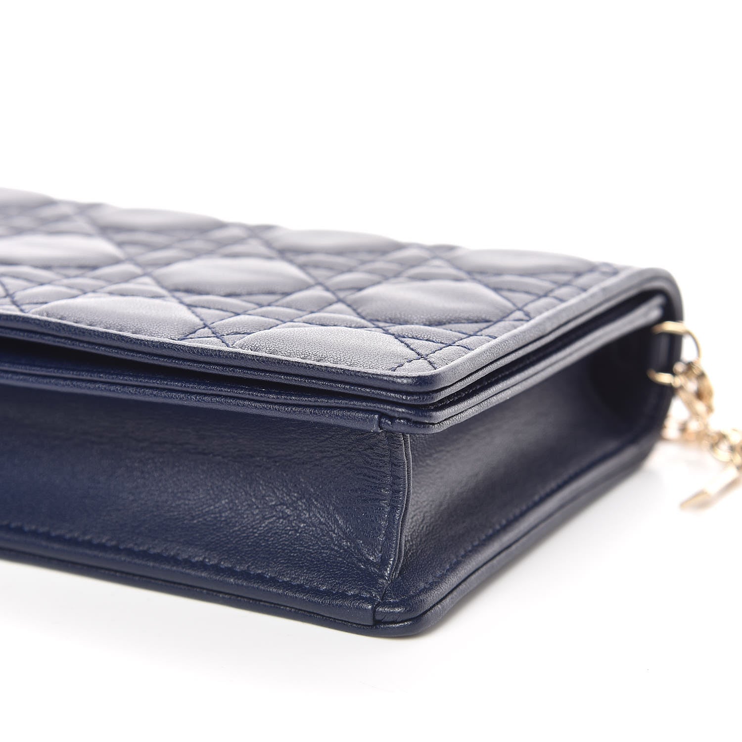 Christian Dior Lambskin Cannage Lady Dior Convertible Clutch Navy Blue 10 of 11