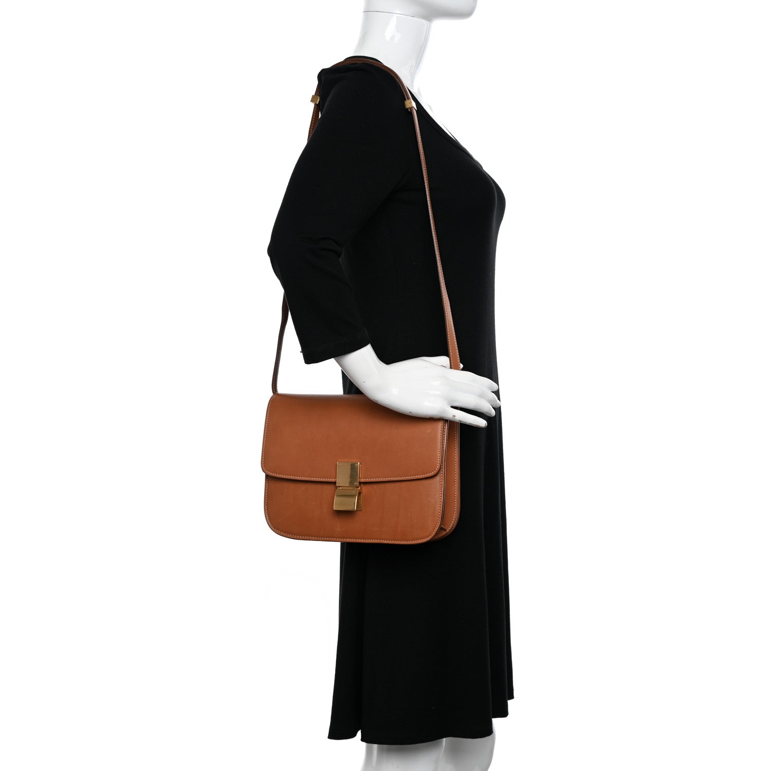 Celine Smooth Calfskin Medium Classic Box Flap Bag Camel 2 of 11