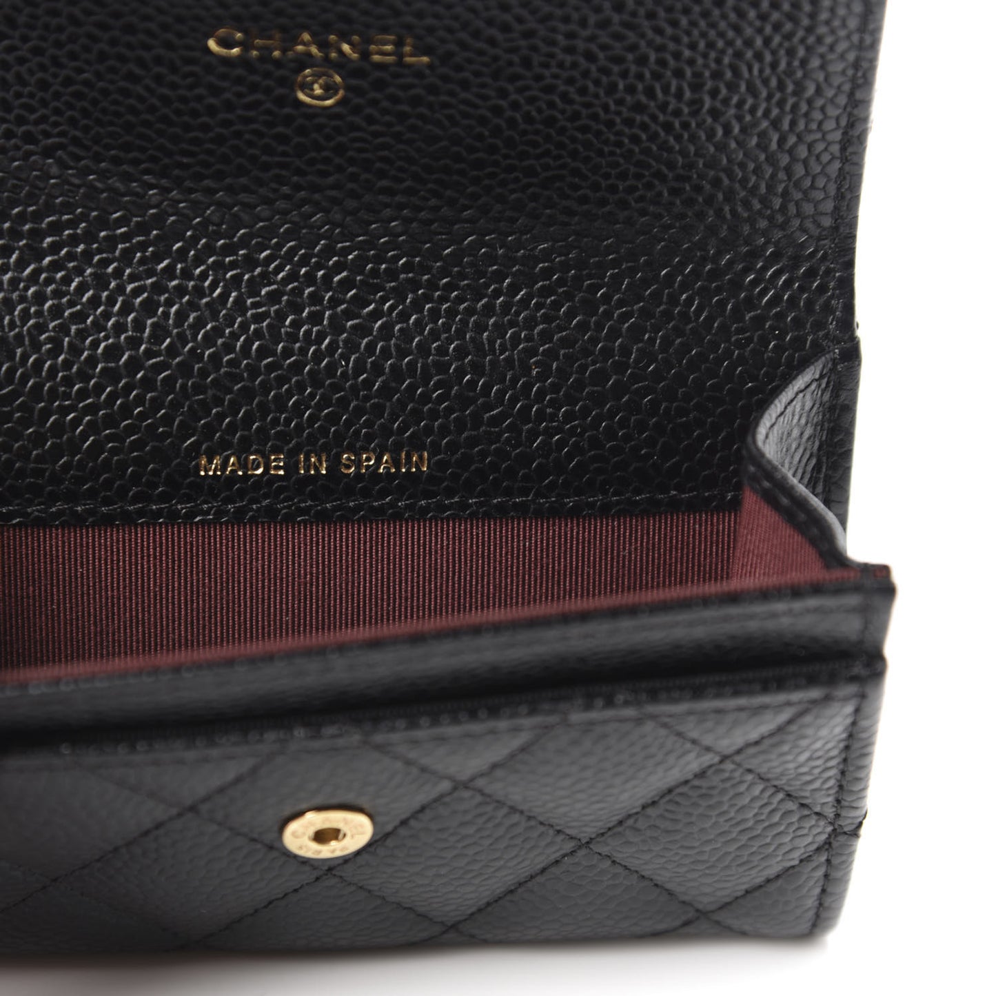 Caviar Quilted Flap Card Holder Black