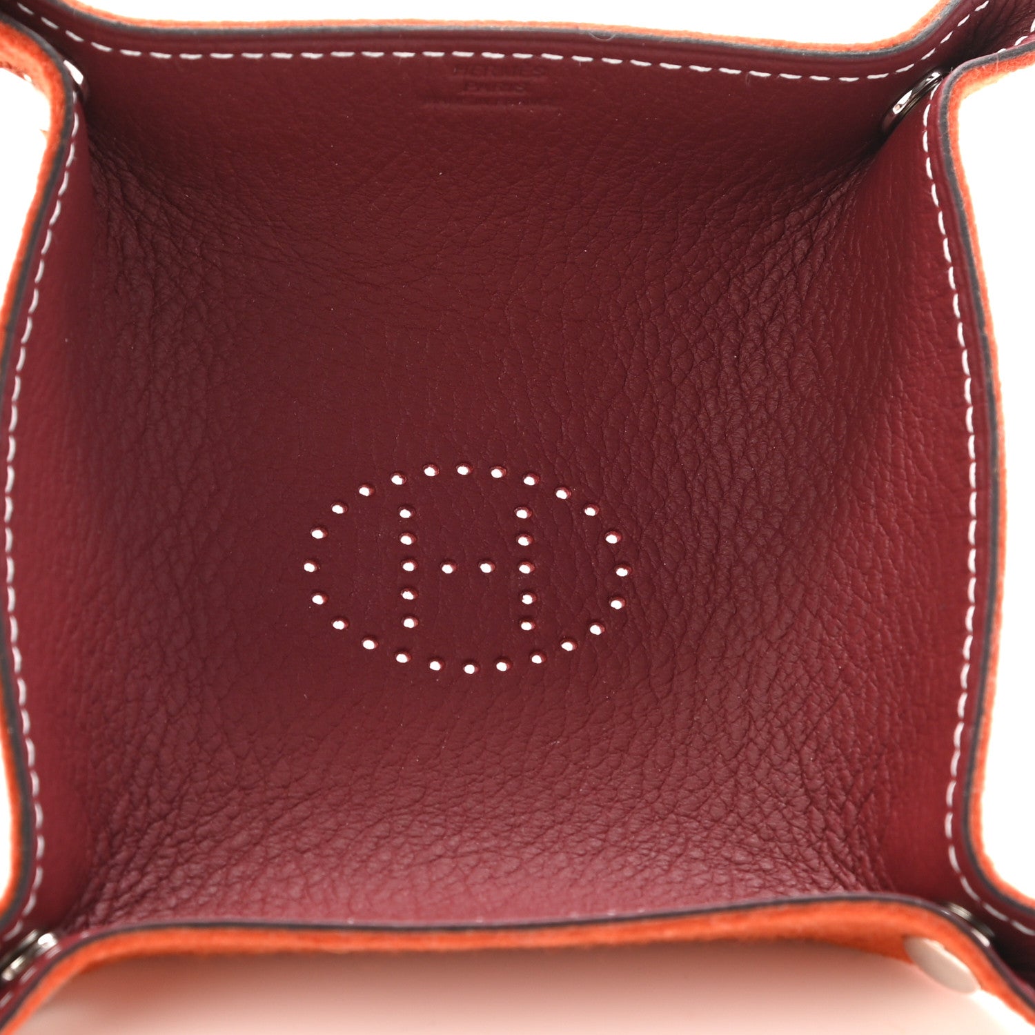 Hermes Taurillon Clemence Felt Bridge Mises et Relances Change Tray Orange Rouge H 4 of 5