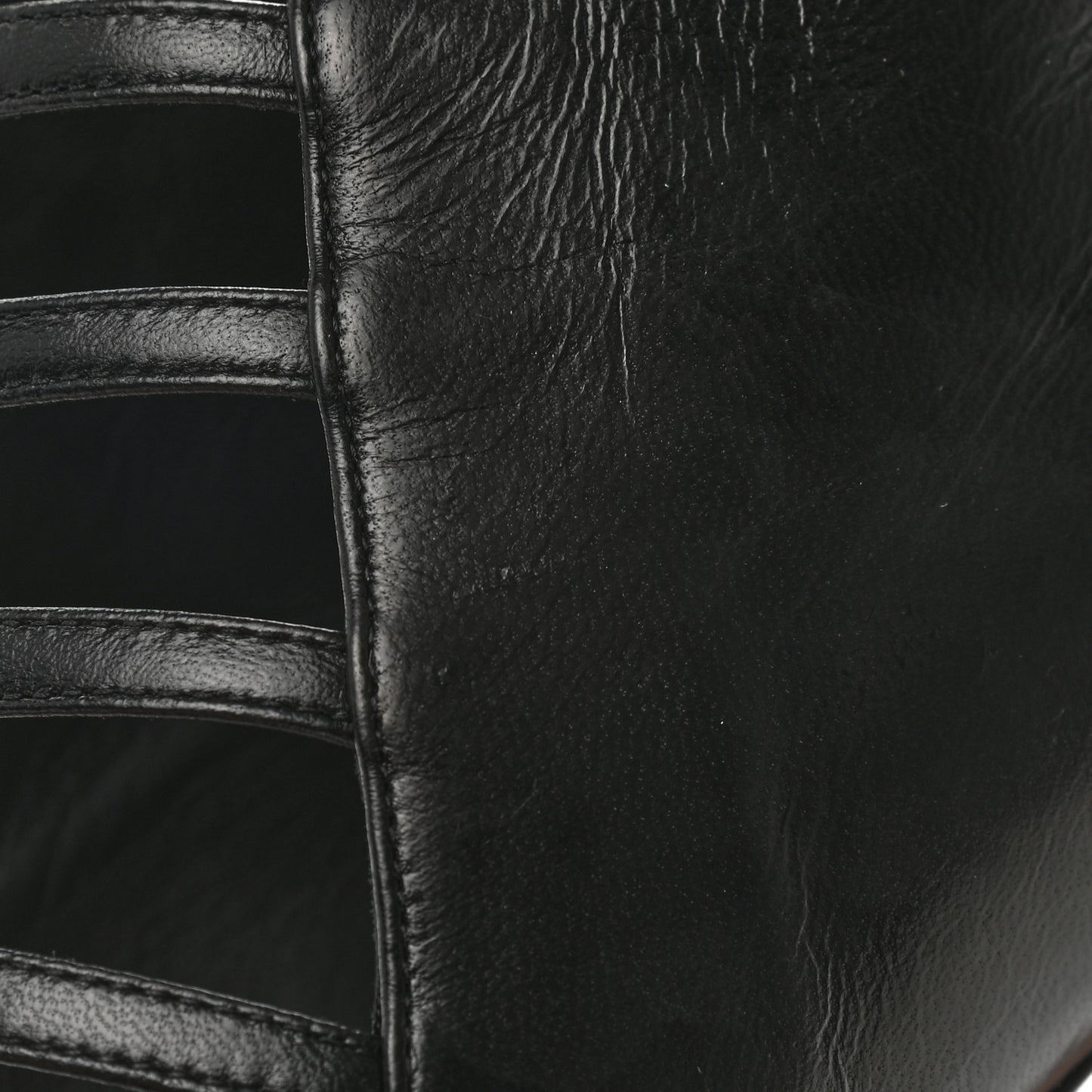 Lambskin Pearl Open Toe Caged Ankle Boots 39 Black