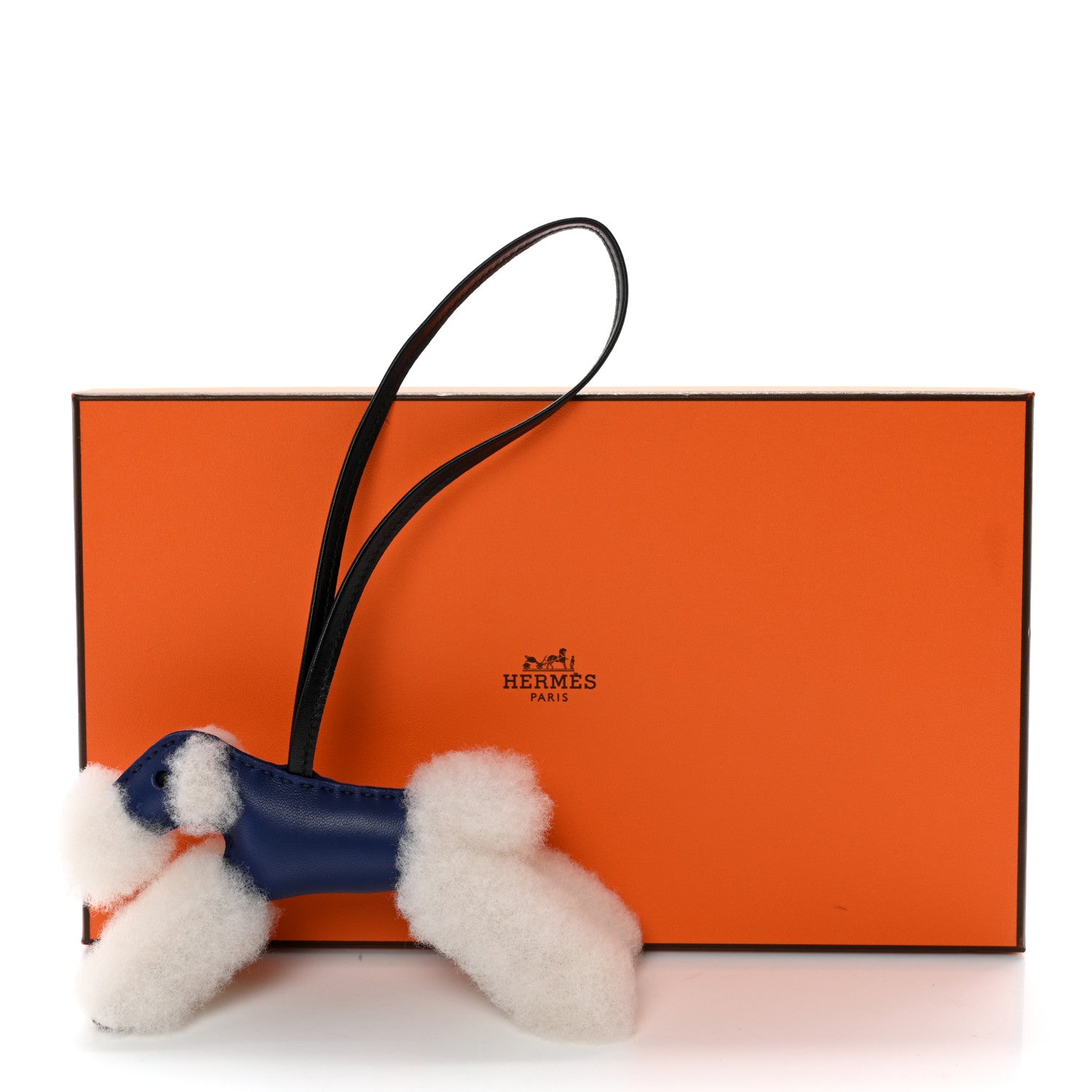 Hermes Milo Lambskin Shearling Budy Charm Bleu Saphir 5 of 5