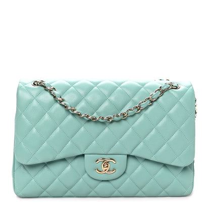 Chanel Caviar Quilted Jumbo Double Flap Light Green 1 of 10